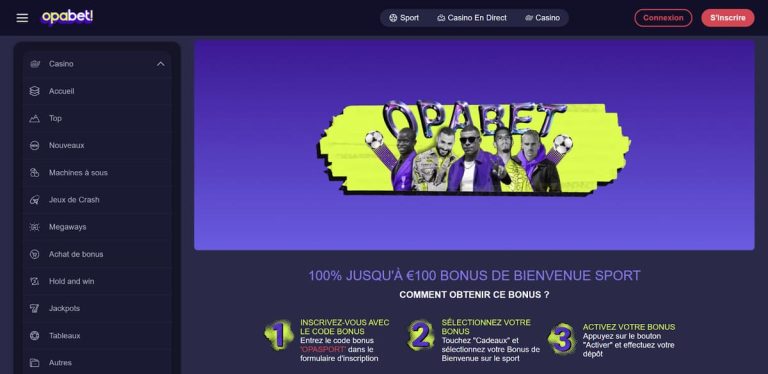 Opabet Casino bonus bienvenue sport
