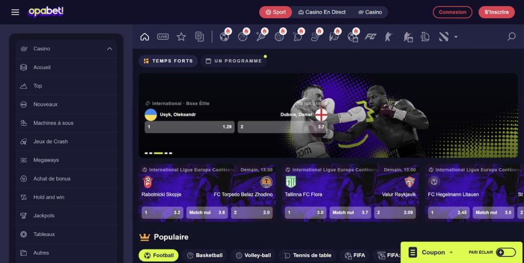 Opabet Casino paris sportifs